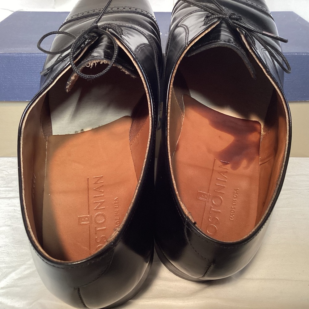 Vintage Bostonian Black Leather Cap Toe Oxfords Men’s size 8 1/2 Made In USA - Picture 6 of 11